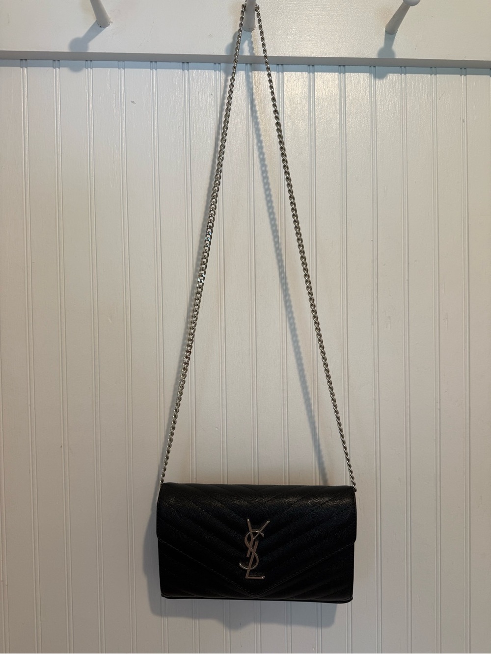 Black Quilted Crossbody Silver Chain - Picture 2 of 14